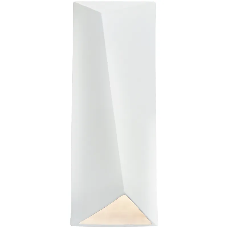 Ambiance LED 6 inch Gloss White ADA Wall Sconce Wall Light, Closed Top Fixture, Diagonal