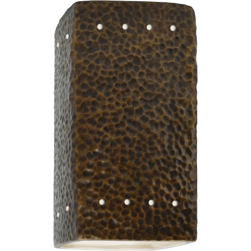 Ambiance Wall Sconce Wall Light in Hammered Brass, Incandescent, Small