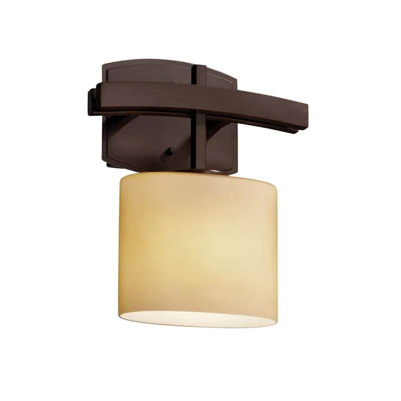 Fusion 1 Light 9 inch Matte Black ADA Wall Sconce Wall Light in Oval, Incandescent, Seeded Fusion