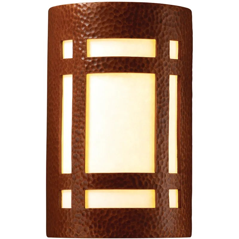 Ambiance Cylinder LED 7.75 inch Hammered Iron ADA Wall Sconce Wall Light, Large