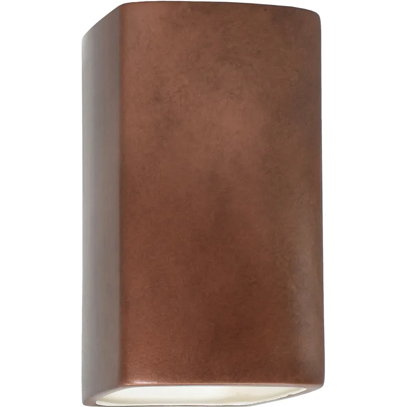 Ambiance Rectangle LED 7.25 inch Antique Copper Wall Sconce Wall Light, Large