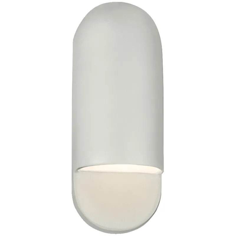 Ambiance Collection - Capsule Wall Sconce Wall Light in Replaceable Bulb, Matte White, 4D x 14H, Form+Finish+Function