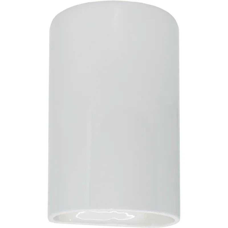 Ambiance Cylinder LED 7.75 inch Gloss White ADA Wall Sconce Wall Light, Large