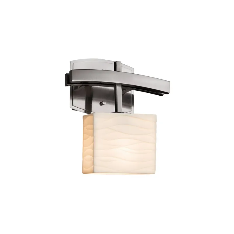Porcelina LED 9 inch Brushed Nickel ADA Wall Sconce Wall Light in 700 Lm LED, Waves, Rectangle