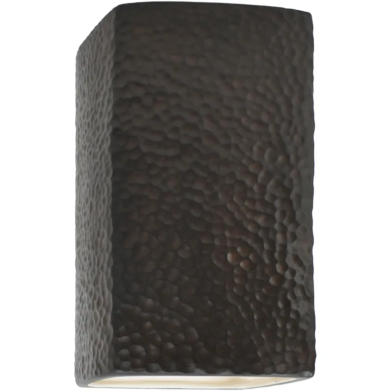 Ambiance Rectangle LED 7.25 inch Hammered Iron ADA Wall Sconce Wall Light, Large