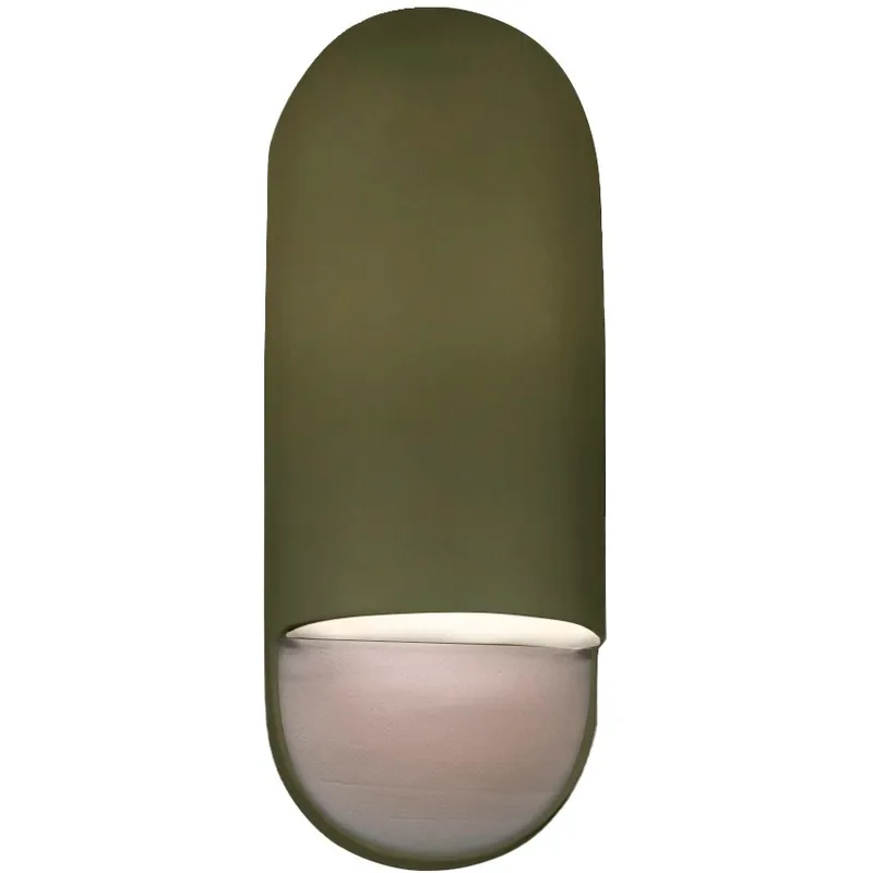 Ambiance Collection - Capsule Wall Sconce Wall Light in Dedicated LED, Matte Green, 4D x 14H, Form+Finish+Function