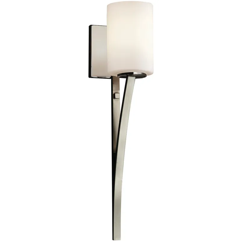 Fusion 1 Light 4.5 inch Brushed Nickel Wall Sconce Wall Light in Cylinder with Flat Rim, Incandescent, Opal Fusion