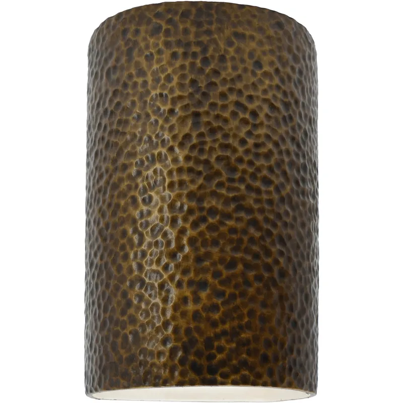 Ambiance Wall Sconce Wall Light in Hammered Brass, Incandescent, Large