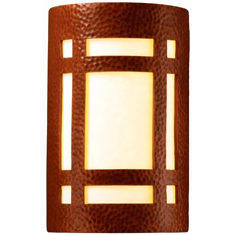 Ambiance LED 5.75 inch Hammered Copper and White ADA Wall Sconce Wall Light