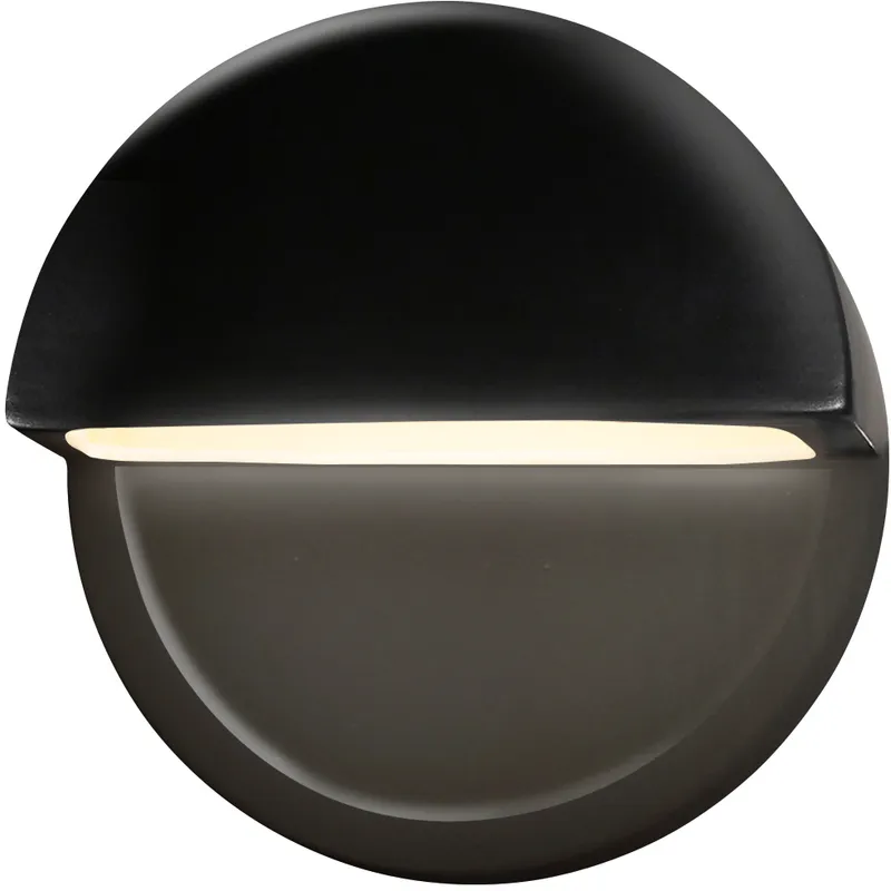 Ambiance LED 8 inch Gloss Black with Matte White ADA Wall Sconce Wall Light, Closed Top Fixture, Dome