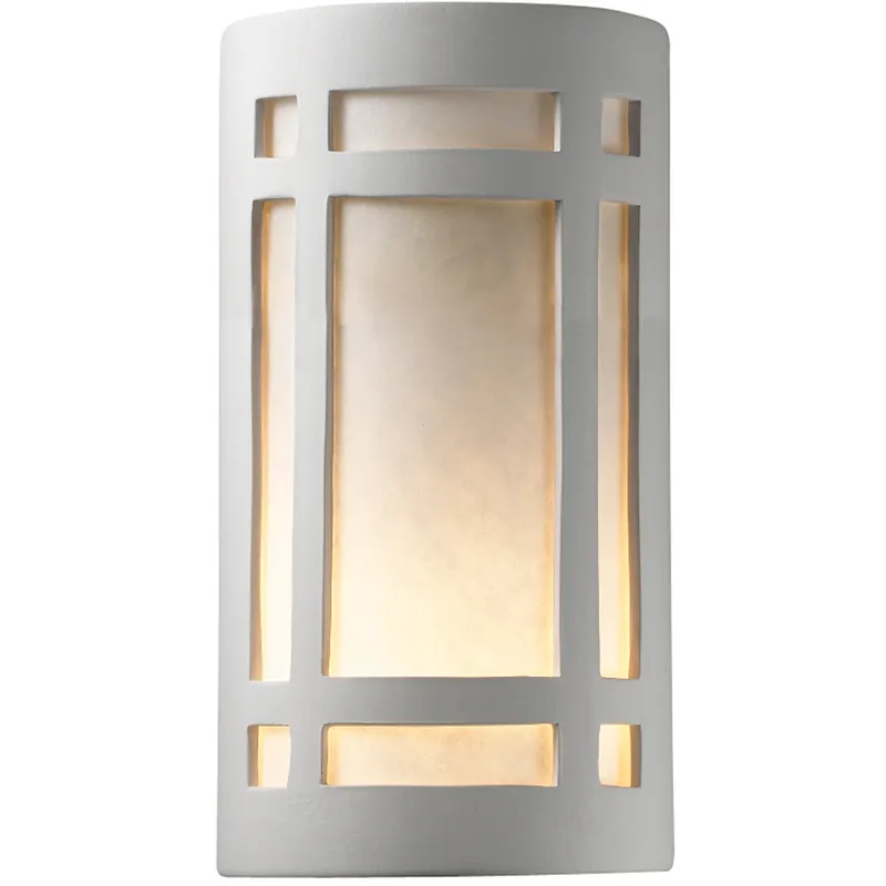 Ambiance LED 8 inch Celadon Green Crackle Wall Sconce Wall Light in 2000 Lm LED, White Styrene, Large