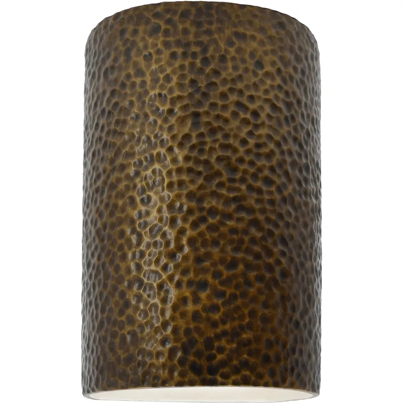 Ambiance Cylinder LED 5.75 inch Hammered Polished Brass Wall Sconce Wall Light, Small