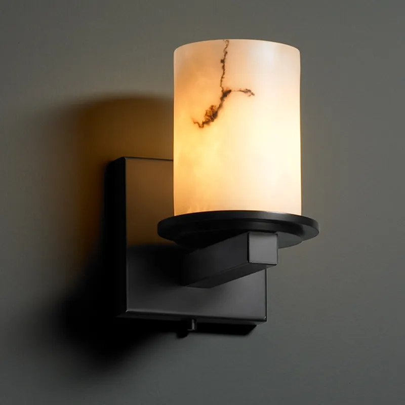 Lumenaria Wall Sconce Wall Light in Matte Black, Cylinder with Flat Rim, Incandescent