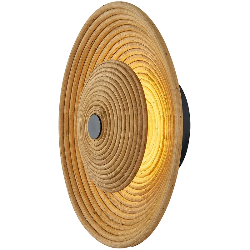 Rattan Collection LED 12 inch Matte Black ADA Wall Sconce Wall Light, Caribe Family