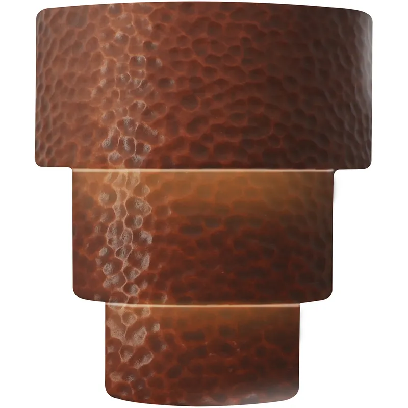 Ambiance Collection LED 12.75 inch Hammered Copper Wall Sconce Wall Light in Dedicated LED, Form+Finish+Function