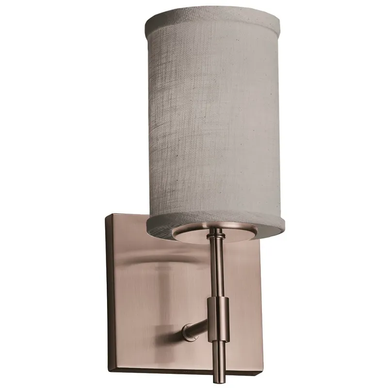 Textile 1 Light 4.5 inch Brushed Nickel Wall Sconce Wall Light in Cylinder with Flat Rim, Incandescent, Gray, Cylinder w/ Flat Rim