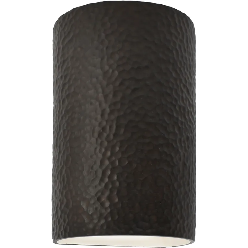 Ambiance Cylinder LED 7.75 inch Hammered Iron ADA Wall Sconce Wall Light, Large