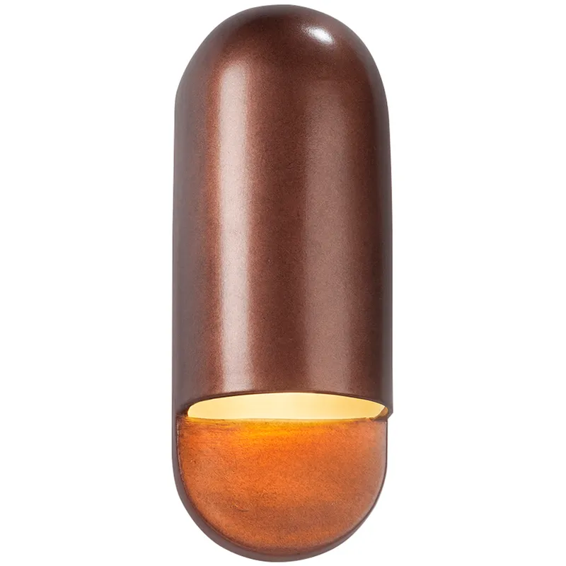 Ambiance Collection - Capsule Wall Sconce Wall Light in Dedicated LED, Antique Copper, 4D x 14H, Form+Finish+Function