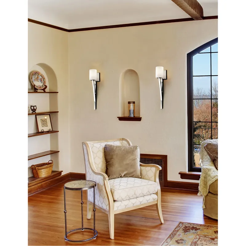 Fusion 1 Light 4.5 inch Polished Chrome Wall Sconce Wall Light in Cylinder with Flat Rim, Incandescent, Seeded Fusion