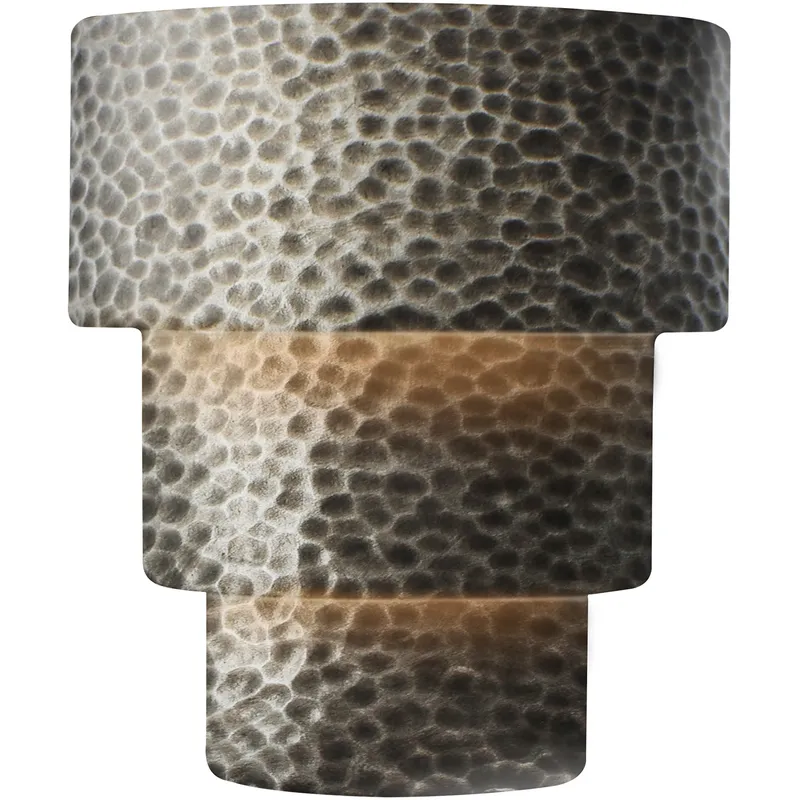 Ambiance Collection LED 12.75 inch Hammered Pewter Wall Sconce Wall Light in Dedicated LED, Form+Finish+Function