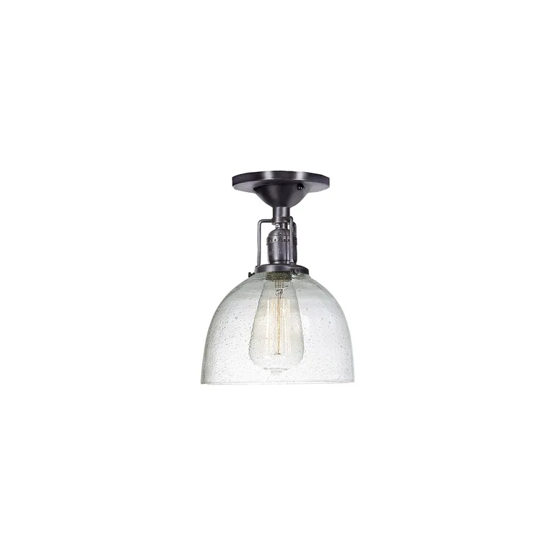 Union Square 1 Light 7 inch Gun Metal Flush Mount Ceiling Light in S5, Seeded