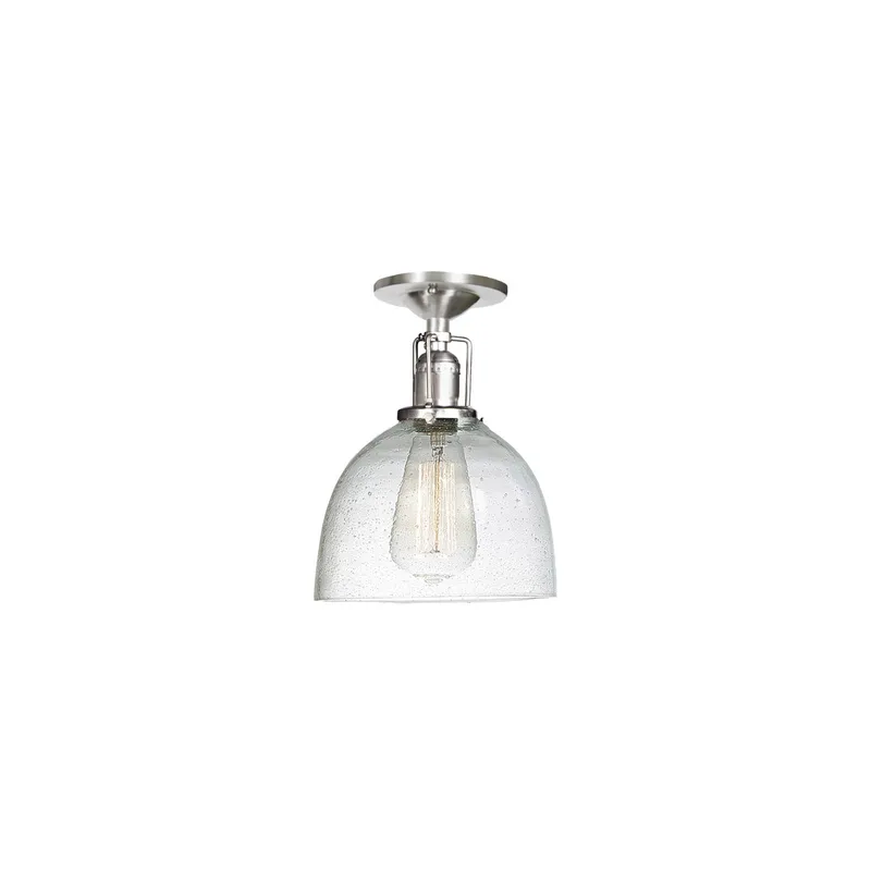Union Square 1 Light 7 inch Pewter Flush Mount Ceiling Light in S5, Seeded