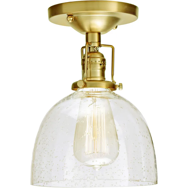 Union Square Madison 1 Light 7 inch Satin Brass Flush Mount Ceiling Light in Clear Bubble Glass