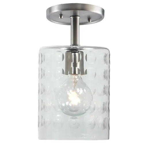 Grand Central 1 Light 6 inch Pewter Flush Mount Ceiling Light in Satin Nickel