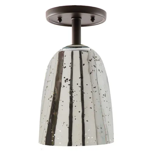 Grand Central 1 Light 6 inch Oil Rubbed Bronze Flush Mount Ceiling Light in Antique Mercury Mouth Blown