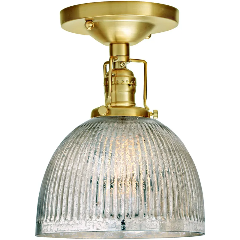 Union Square Madison 1 Light 7 inch Satin Brass Flush Mount Ceiling Light in Mercury Ribbed