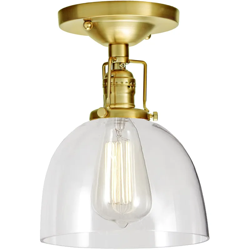 Union Square Madison 1 Light 7 inch Satin Brass Flush Mount Ceiling Light in Clear Glass