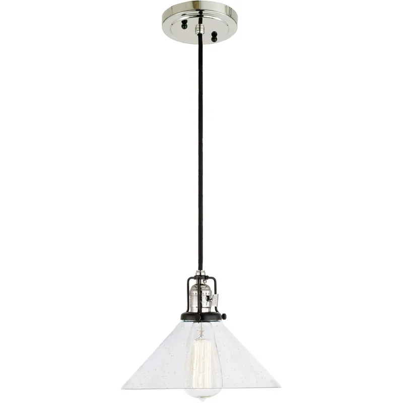 Nob Hill 1 Light 1 inch Polished Nickel and Black Pendant Ceiling Light in Clear Bubble