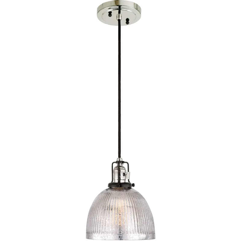 Nob Hill 1 Light 7 inch Polished Nickel and Black Pendant Ceiling Light in Mercury Ribbed