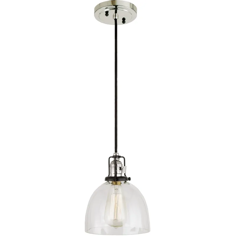 Nob Hill 1 Light 7 inch Polished Nickel and Black Pendant Ceiling Light in Clear Mouth Blown