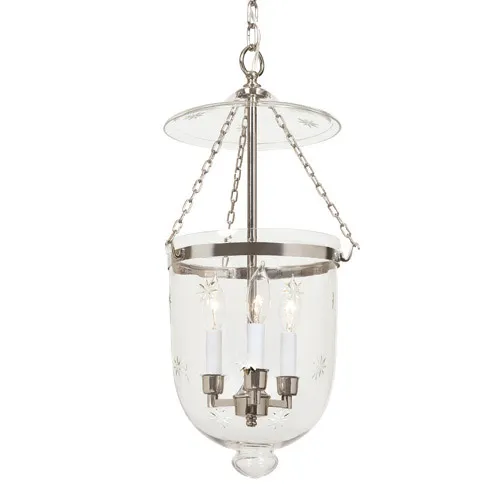 Hundi 3 Light 11 inch Polished Nickel Bell Jar Pendant Ceiling Light