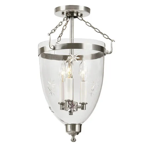 Danbury 3 Light 11 inch Pewter Semi-Flush Mount Ceiling Light in Satin Nickel