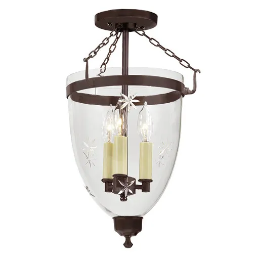 Danbury 3 Light 11 inch Oil Rubbed Bronze Semi-Flush Mount Ceiling Light