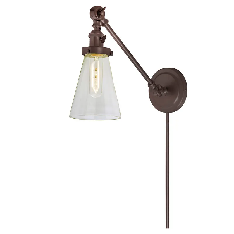 Soho Barclay 24 inch 100 watt Oil Rubbed Bronze Swing Arm Wall Sconce Wall Light in Clear Glass, Double Swivel