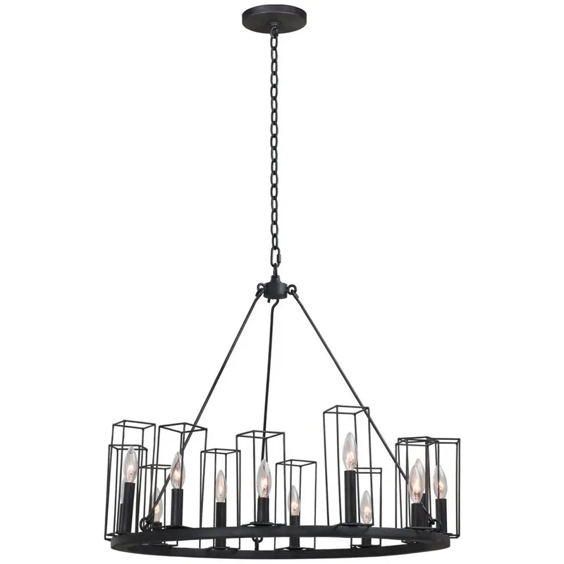 Allston 12 Light 28 inch Black Iron Chandelier Ceiling Light