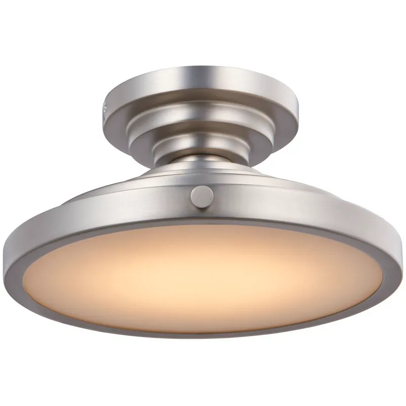 Pasos 10 inch Satain Nickel Flush Mount Ceiling Light in Satin Brass