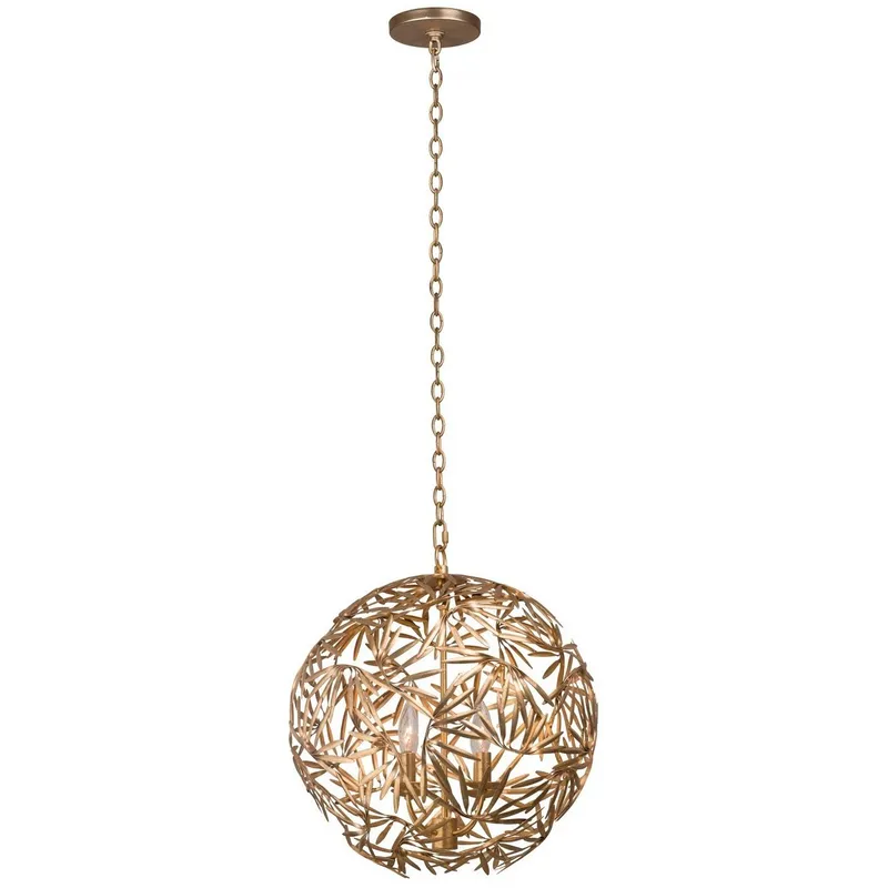 Jardin 4 Light 18 inch Oxidized Gold Leaf Pendant Ceiling Light