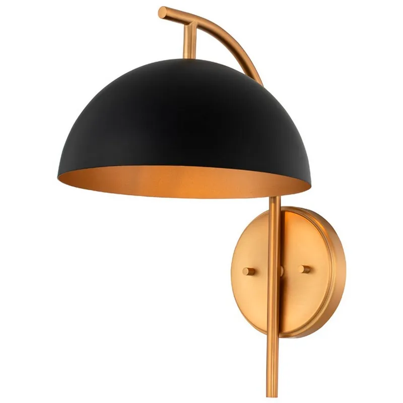 Marcel Wall Sconce Wall Light in Matte Black With New Brass, Matte Black