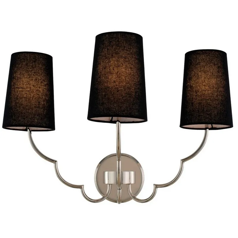 Sophia Wall Sconce Wall Light in Polished Nickel, Black