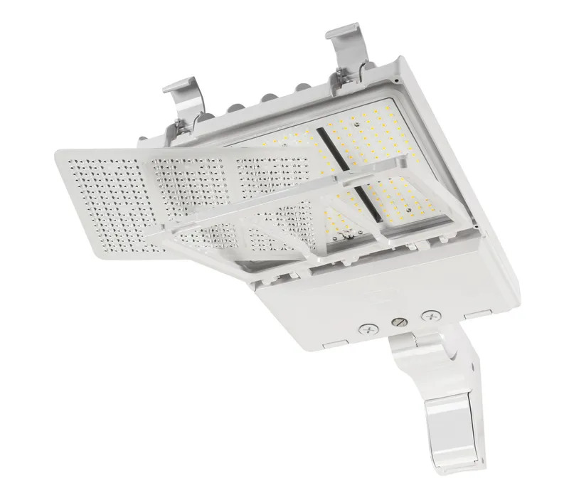 140W Power Select | Color Select | LED Area Light with NEMA Type 7-pin Twist Lock Receptacle + 3-pin Twist Lock Photocell | Series 2 Medium Housing | Optics Selectable B (Type III, IV, and V) | Adjust. Pole Mount | 120-277V Input | 0-10V Dimmable | Standa