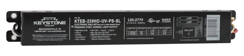 1 or 2 F24T5HO or F39T5HO, 120-277V, 90C rated, 9" case