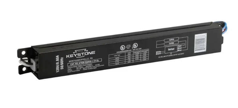 2 Lite F17/25/32W T8, Residential Grade, Instant Start, 120V, Energy Star rated. Narrow Case, Electronic