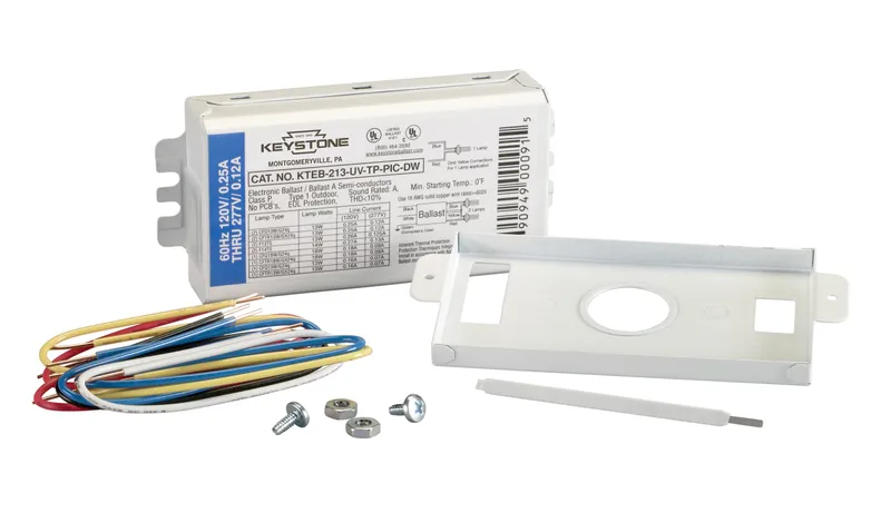 1 or 2x 13W 4-pin CFL, Rapid Start, 120-277V, side & bottom poke-in Connectors, Ballast Replacement KIT with stud plate and wires, Electronic