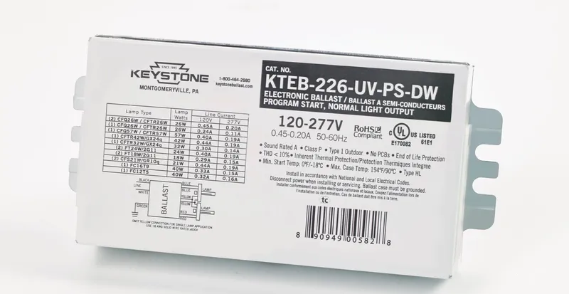 1 or 2 26W CFL, Program Start, 90C rated, Dual Wire poke in connectors, no studs