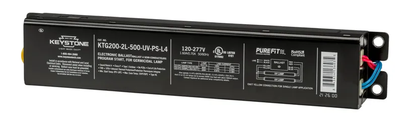 Ballast for UV-C Lamps. 120-277V input. Design to run 1 or 2 lamps not to exceed 200W Max Load. ~500mA Output. Large Linear Case Style