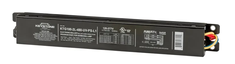 Ballast for UV-C Lamps. 120-277V input. Design to run 1 or 2 lamp not to exceed 100W Max Load. ~480mA Output. Linear Case Style